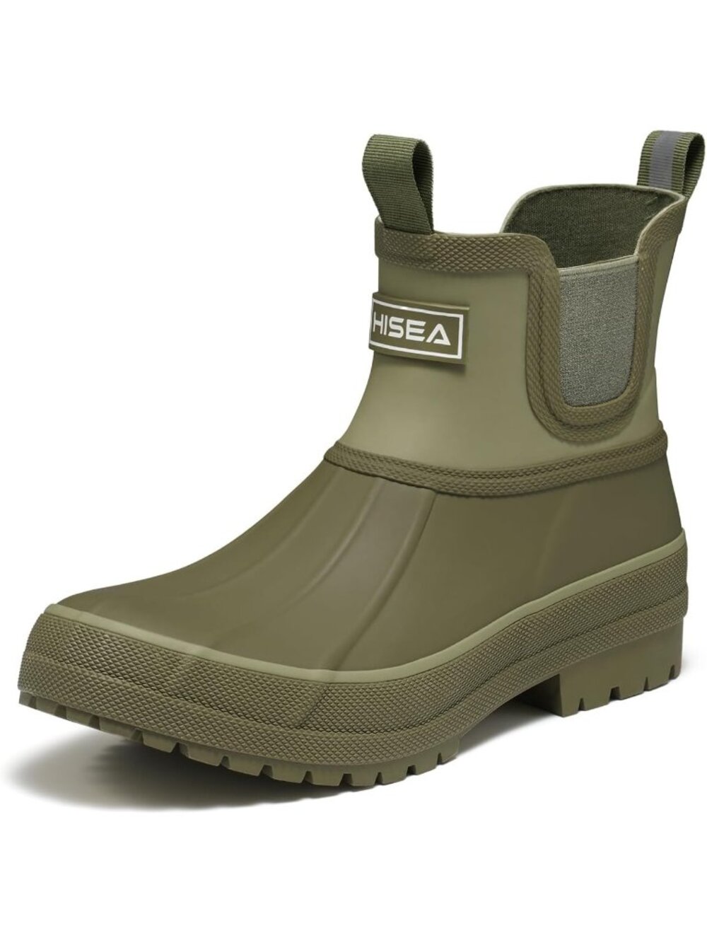 Women's Olive Green Duck Chelsea Rain Boots Waterproof Ankle Garden Boot Shoes